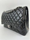 Maxi Classic Double Flap in Black Lambskin SHW