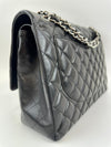 Maxi Classic Double Flap in Black Lambskin SHW