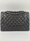 Maxi Classic Double Flap in Black Lambskin SHW