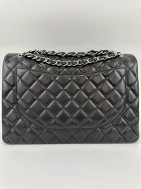 Maxi Classic Double Flap in Black Lambskin SHW
