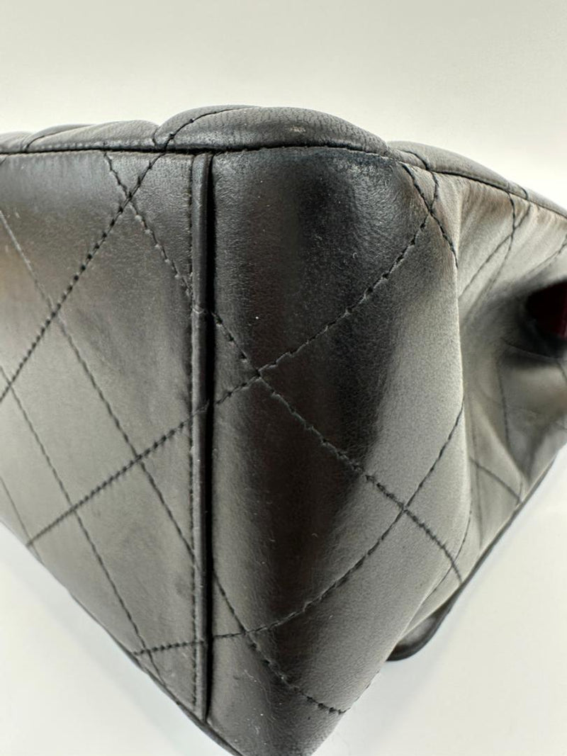 Maxi Classic Double Flap in Black Lambskin SHW