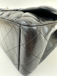 Maxi Classic Double Flap in Black Lambskin SHW