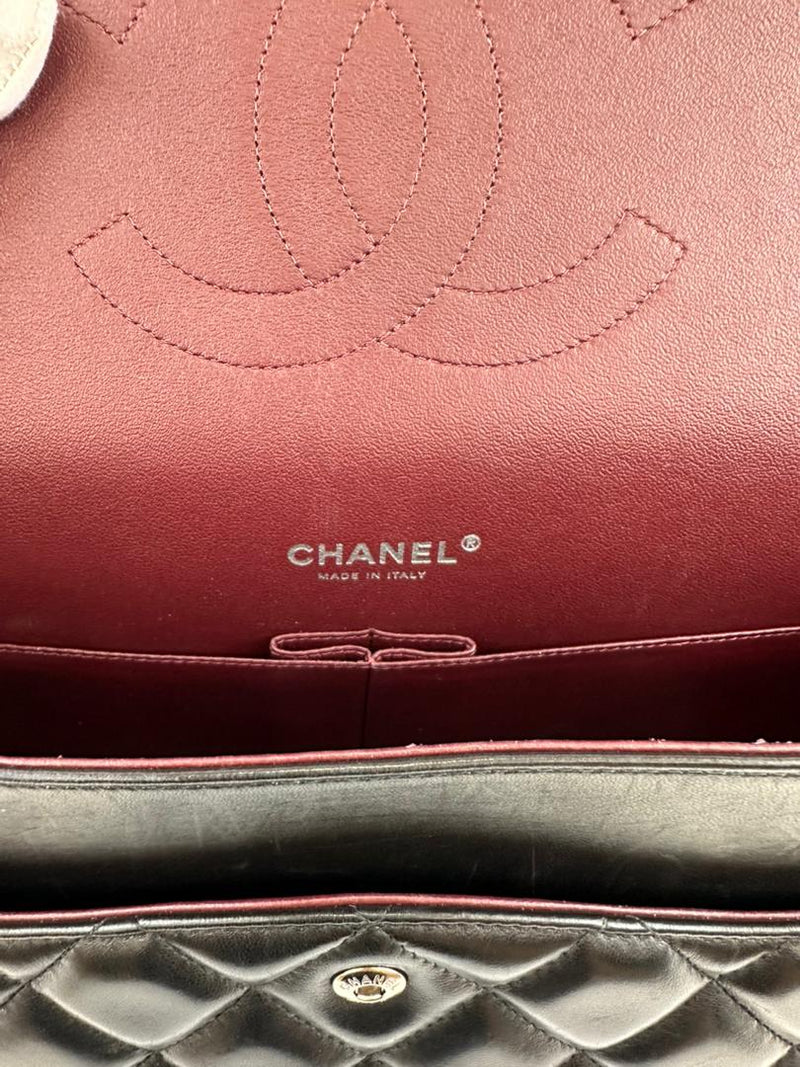 Maxi Classic Double Flap in Black Lambskin SHW