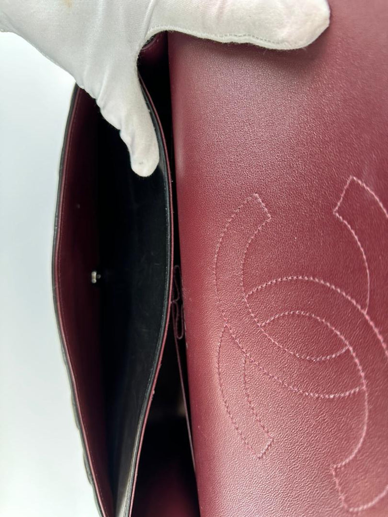 Maxi Classic Double Flap in Black Lambskin SHW