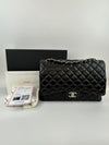 Maxi Classic Double Flap in Black Lambskin SHW