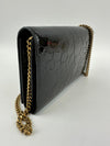 Medium Kate WOC in Black Patent Crocodile Embossed GHW
