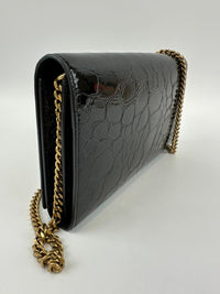 Medium Kate WOC in Black Patent Crocodile Embossed GHW