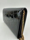 Medium Kate WOC in Black Patent Crocodile Embossed GHW