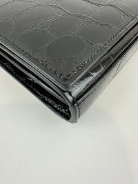 Medium Kate WOC in Black Patent Crocodile Embossed GHW