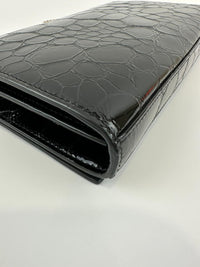 Medium Kate WOC in Black Patent Crocodile Embossed GHW