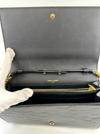 Medium Kate WOC in Black Patent Crocodile Embossed GHW