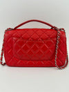 Easy Carry Quilted Coral Red Lambskin Leather Medium Classic Flap Bag
