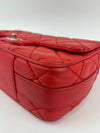Easy Carry Quilted Coral Red Lambskin Leather Medium Classic Flap Bag