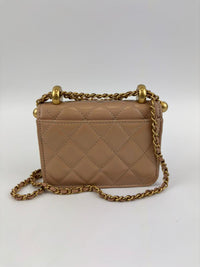 Perfect Fit Beige Coin Purse With Chain GHW