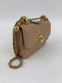 Perfect Fit Beige Coin Purse With Chain GHW
