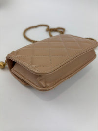 Perfect Fit Beige Coin Purse With Chain GHW