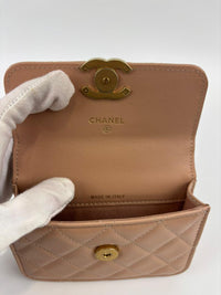 Perfect Fit Beige Coin Purse With Chain GHW