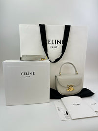 Mini Besace Clea in Chalk Shiny Calfskin