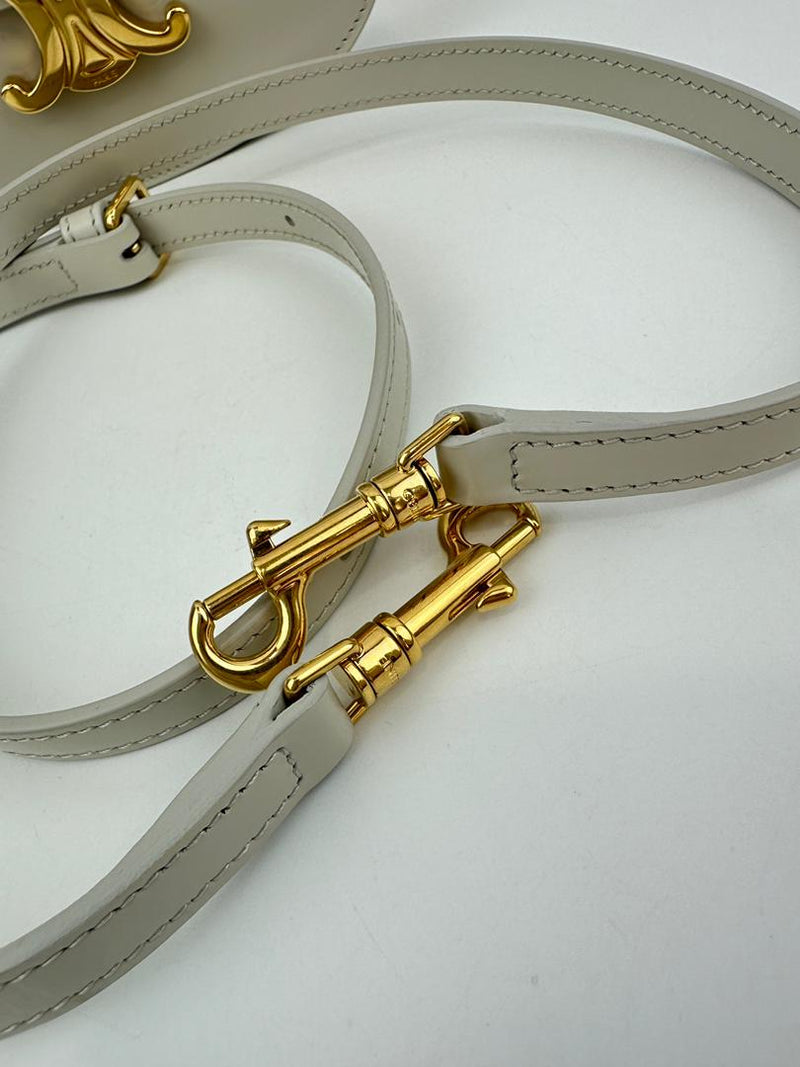 Mini Besace Clea in Chalk Shiny Calfskin