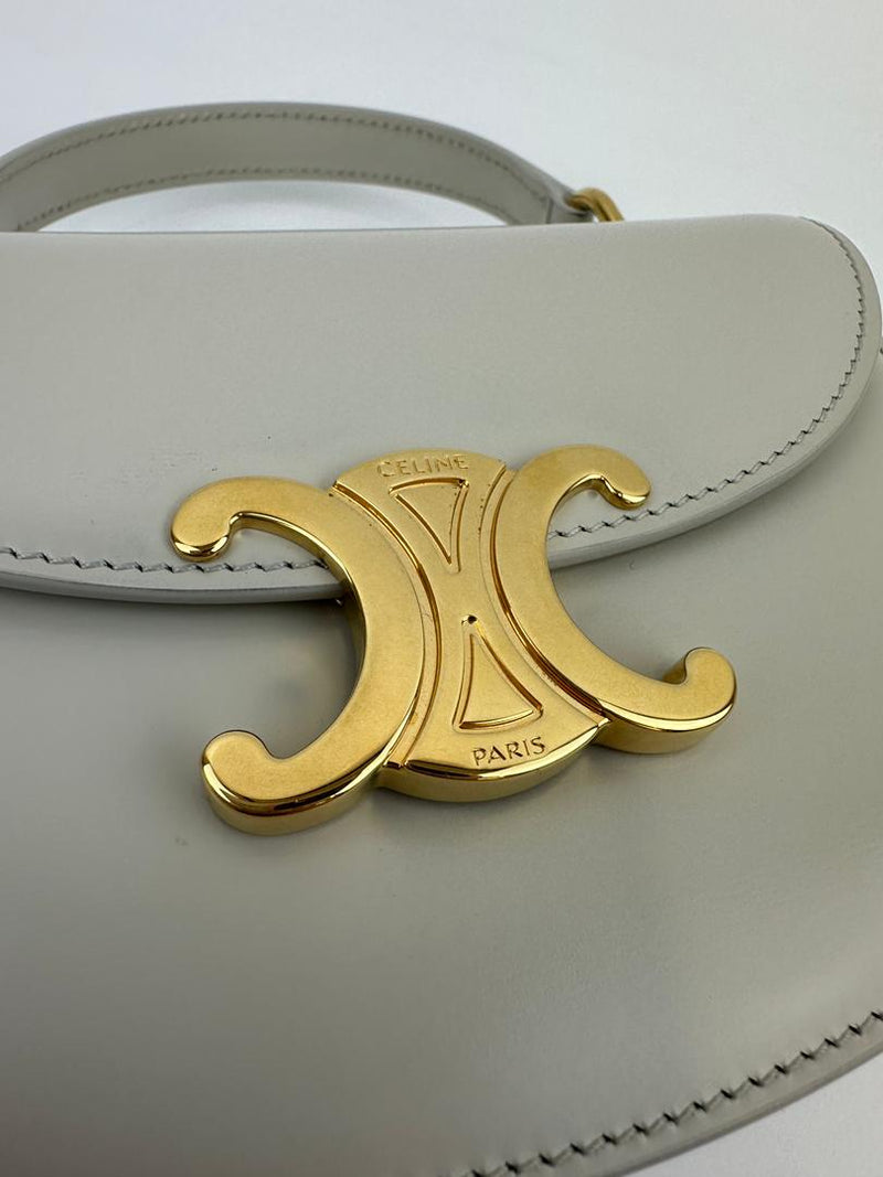 Mini Besace Clea in Chalk Shiny Calfskin