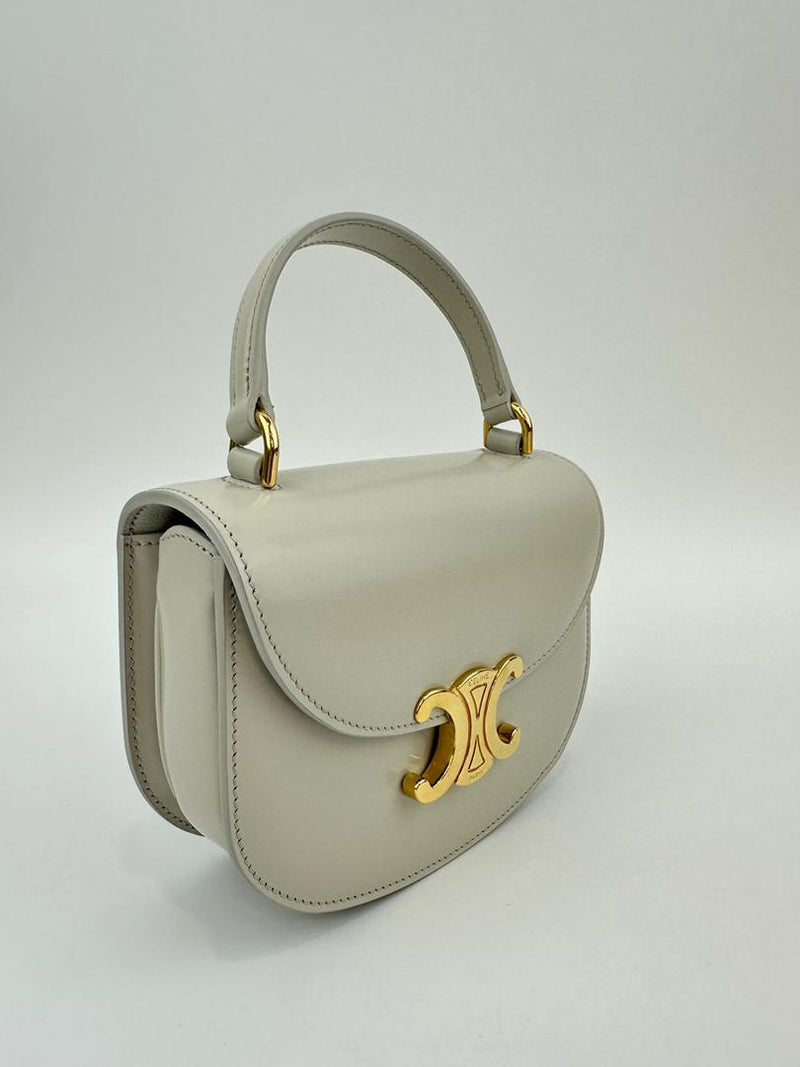 Mini Besace Clea in Chalk Shiny Calfskin