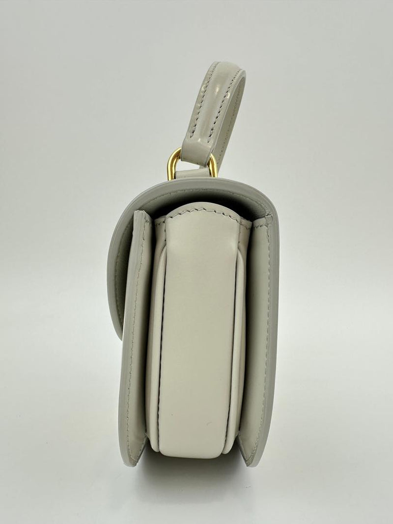 Mini Besace Clea in Chalk Shiny Calfskin