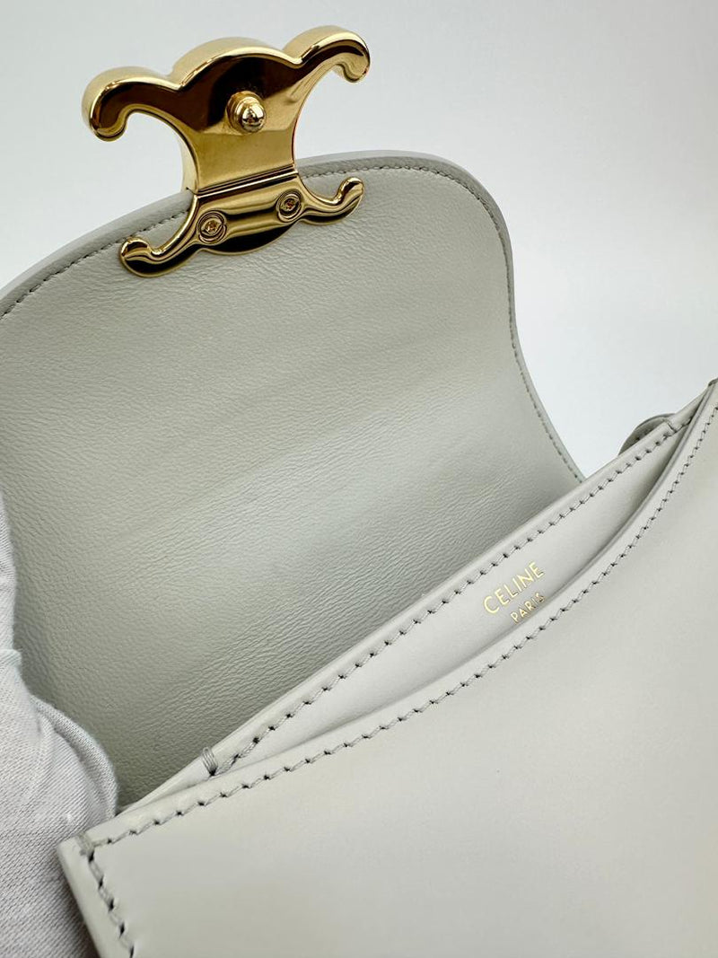 Mini Besace Clea in Chalk Shiny Calfskin