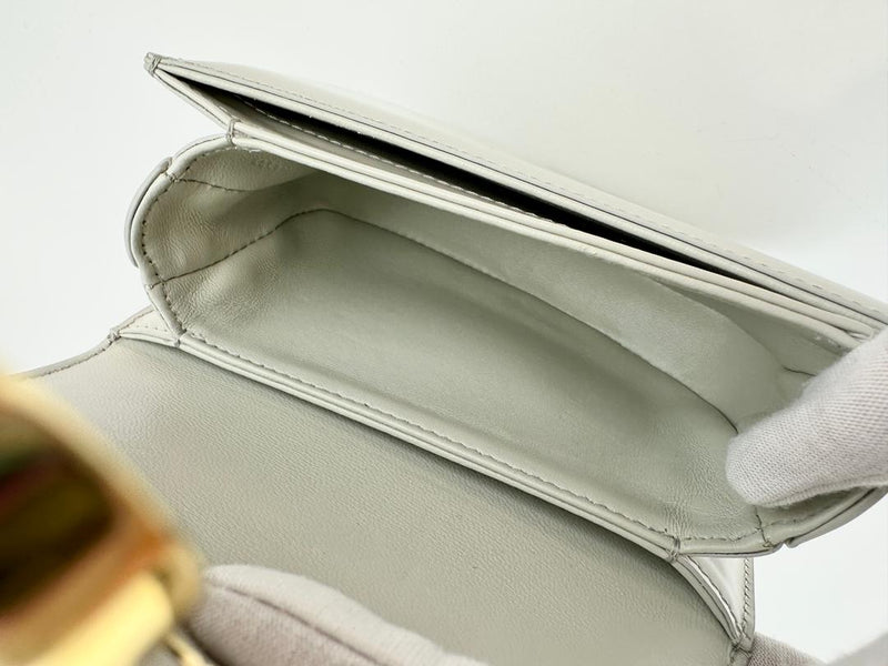 Mini Besace Clea in Chalk Shiny Calfskin