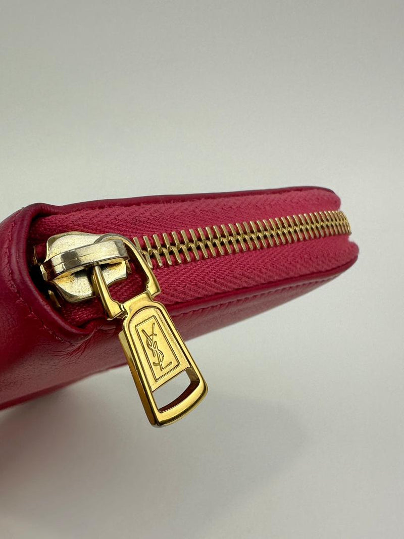 Otl Portefeuille Leather Zip Around Wallet in Fuschia