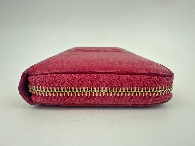 Otl Portefeuille Leather Zip Around Wallet in Fuschia