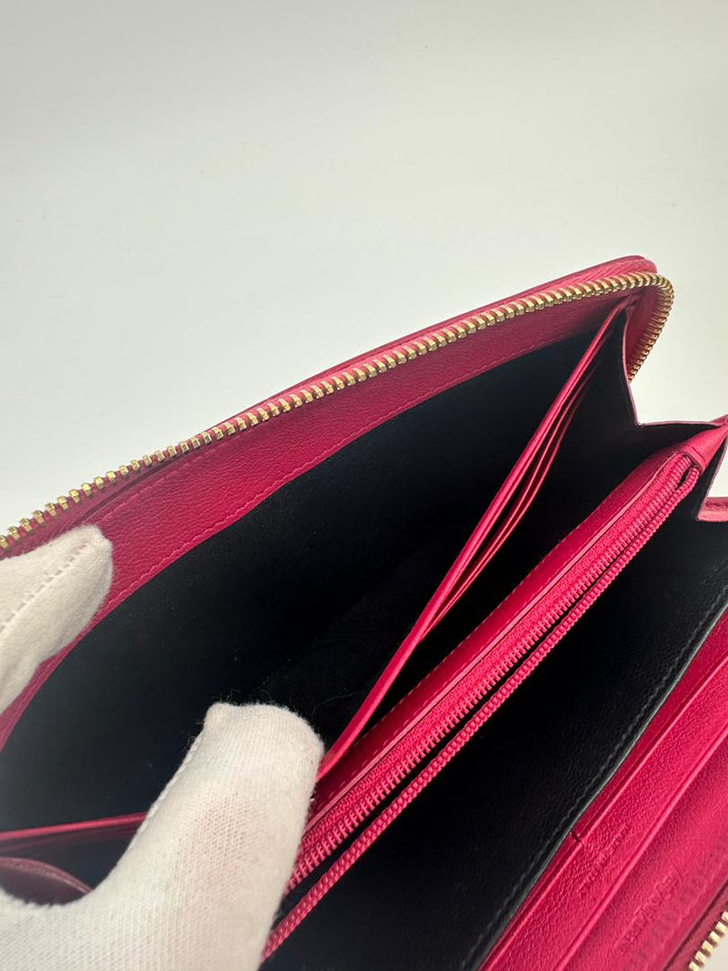 Otl Portefeuille Leather Zip Around Wallet in Fuschia