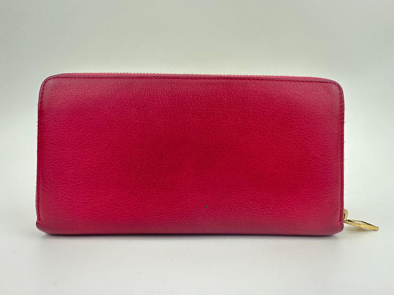 Otl Portefeuille Leather Zip Around Wallet in Fuschia
