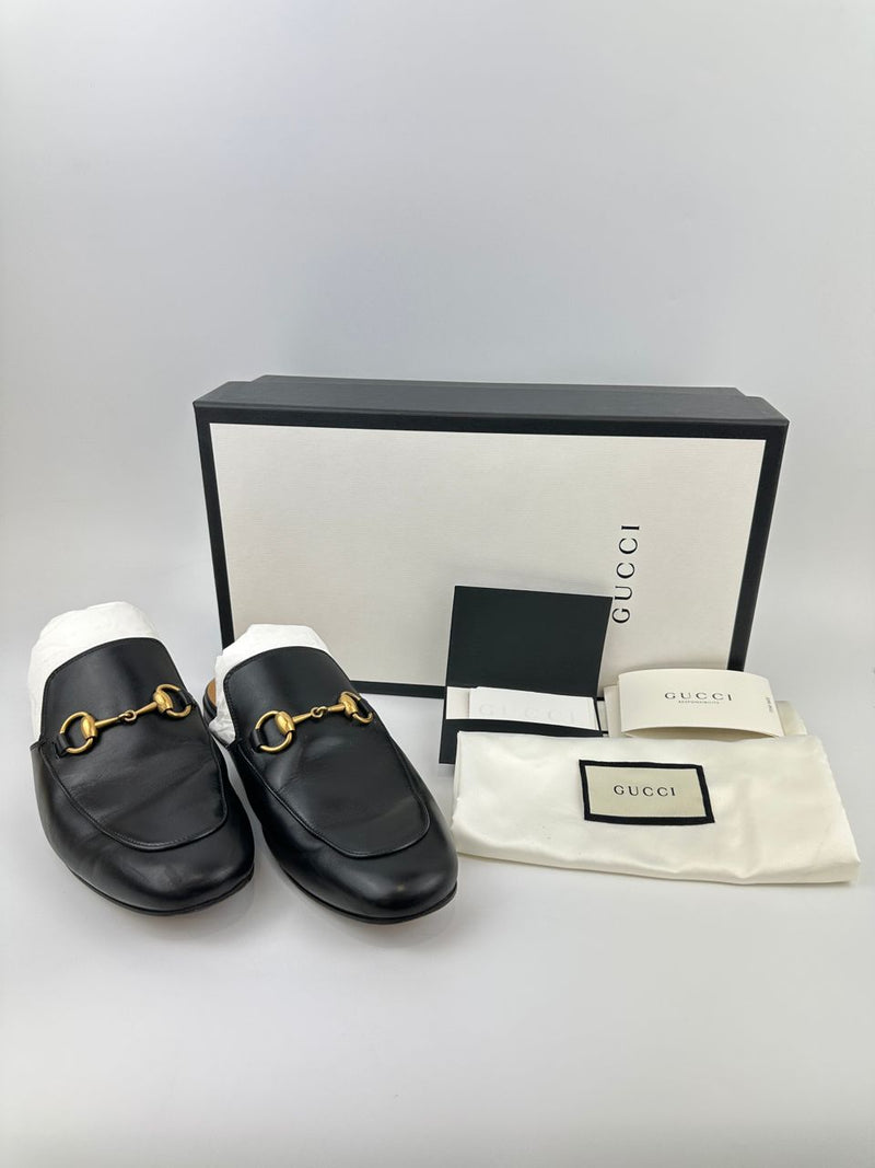 Men’s Princetown Shoes Horsebit in Black Leather 426219 Size 6