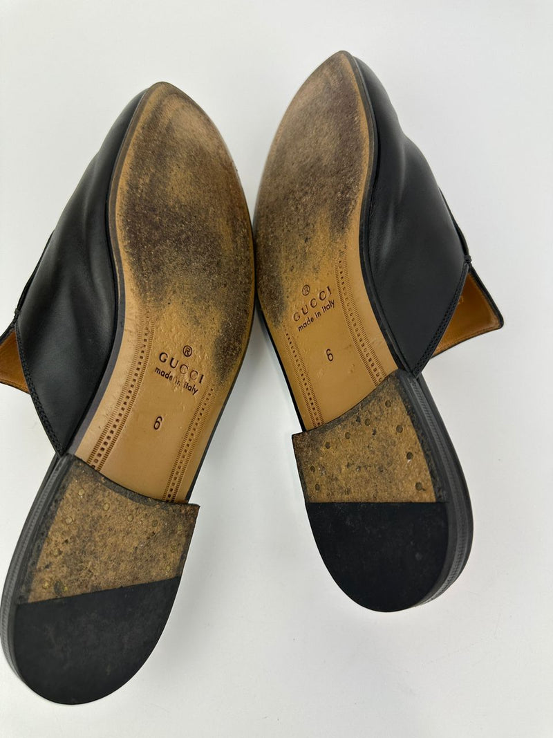 Men’s Princetown Shoes Horsebit in Black Leather 426219 Size 6