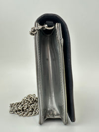 Diorama Metallic Silver Micro Cannage Diorama Wallet on Chain