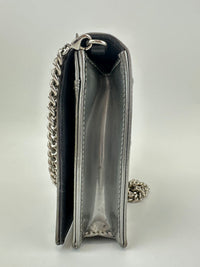 Diorama Metallic Silver Micro Cannage Diorama Wallet on Chain