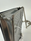 Diorama Metallic Silver Micro Cannage Diorama Wallet on Chain