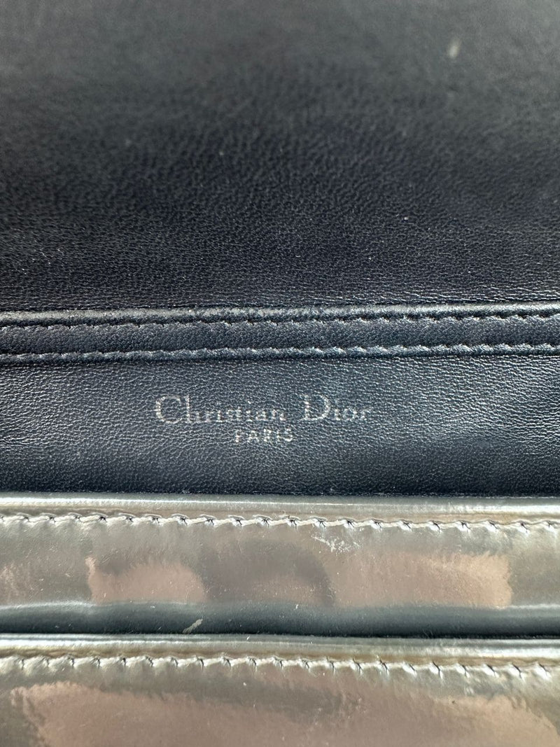 Diorama Metallic Silver Micro Cannage Diorama Wallet on Chain