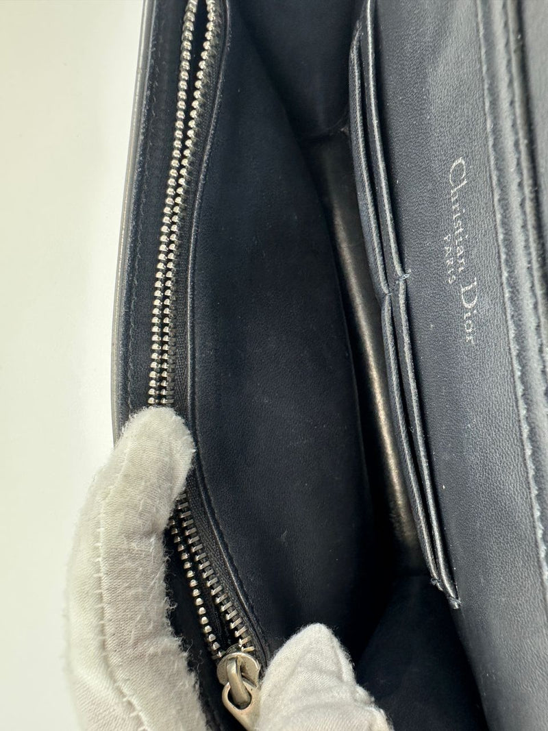 Diorama Metallic Silver Micro Cannage Diorama Wallet on Chain