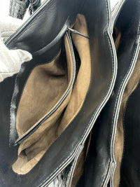 Medium Roma Black Intrecciato Woven Nappa Leather / Snakeskin Top Handle Bag