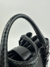 Medium Roma Black Intrecciato Woven Nappa Leather / Snakeskin Top Handle Bag