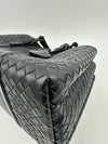 Medium Roma Black Intrecciato Woven Nappa Leather / Snakeskin Top Handle Bag