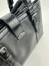 Medium Roma Black Intrecciato Woven Nappa Leather / Snakeskin Top Handle Bag