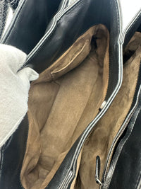 Medium Roma Black Intrecciato Woven Nappa Leather / Snakeskin Top Handle Bag