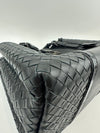 Medium Roma Black Intrecciato Woven Nappa Leather / Snakeskin Top Handle Bag