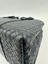 Medium Roma Black Intrecciato Woven Nappa Leather / Snakeskin Top Handle Bag