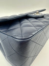 Classic Lambskin Navy Blue Jumbo Double Flap SHW