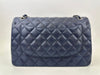 Classic Lambskin Navy Blue Jumbo Double Flap SHW