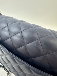 Classic Lambskin Navy Blue Jumbo Double Flap SHW