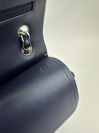 Classic Lambskin Navy Blue Jumbo Double Flap SHW